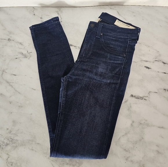 Rag & Bone High Rise 10 Inch Skinny Distressed Dark Blue Jeans 26 Preowned - Picture 3 of 9